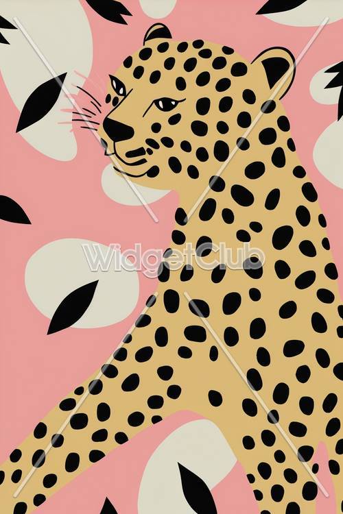 Ładny gepard na tle różowe kropki