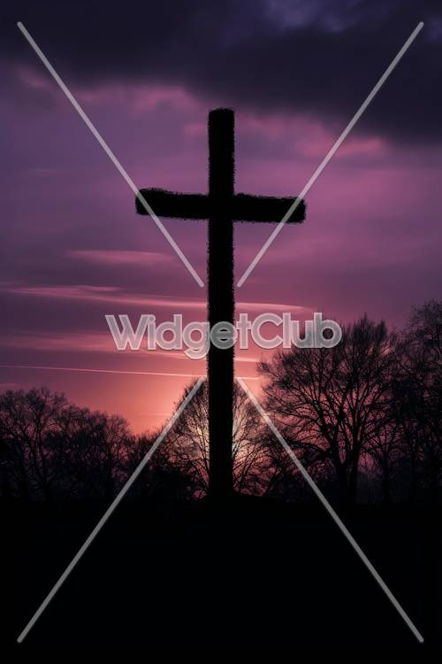 Siluetta della croce del tramonto