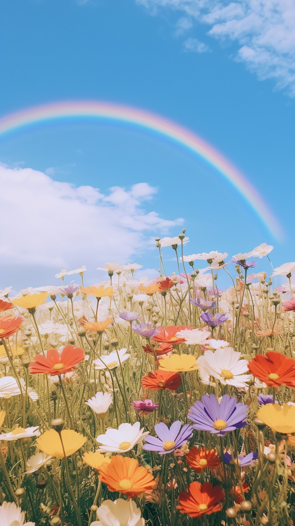 Rainbow Over Flower Field Papel de parede[976e361df1124276a721]