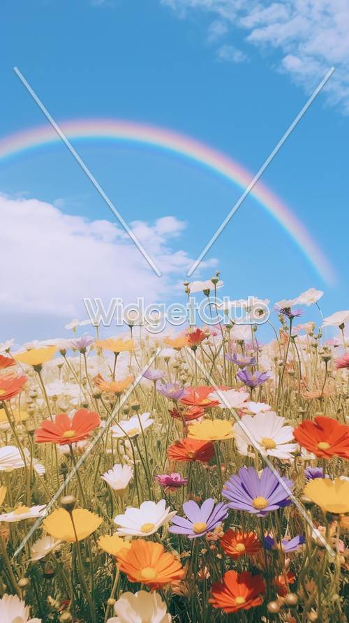 Regenbogen über Blumenfeld