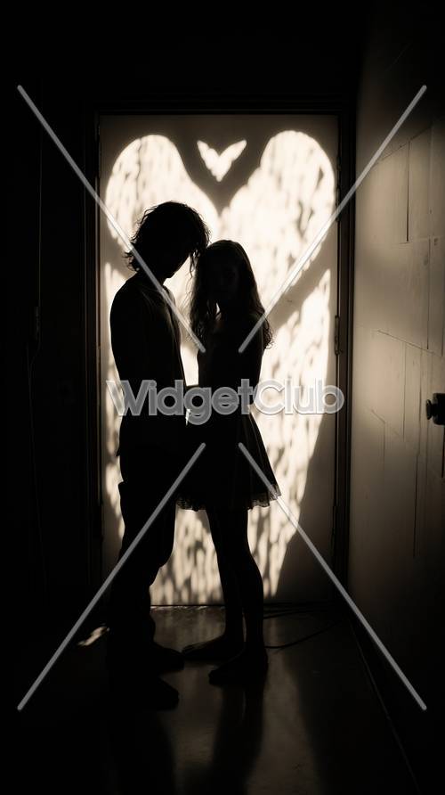 Romantic Silhouette of a Couple in Love
