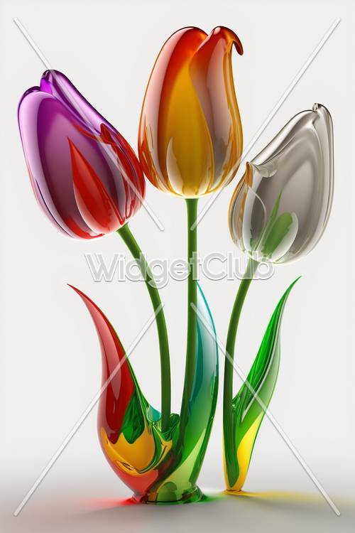 Colorful Glass Tulips Art