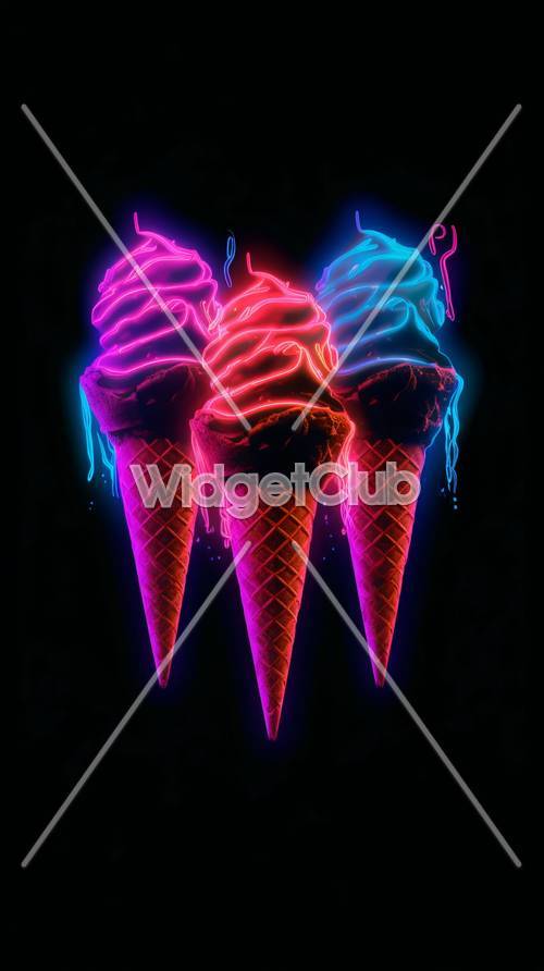 Neon Glow Ice Cream Cones