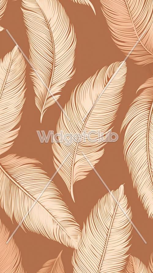 Feather Pattern in Warm Tones Tapet [7ac3f5634efd4ba48cb2]