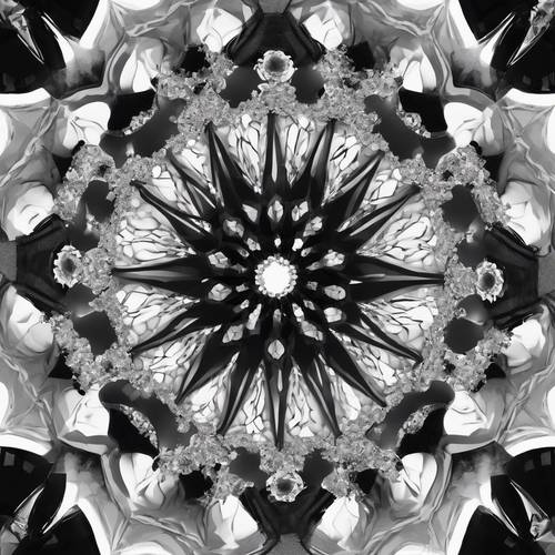 An explosion of abstract black and white kaleidoscope patterns. Шпалери [2514525de4bb4b5ebffd]