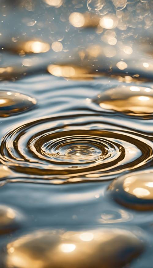 Golden ripples on an abstract water surface. Tapeta [64af6264f9034edc9055]