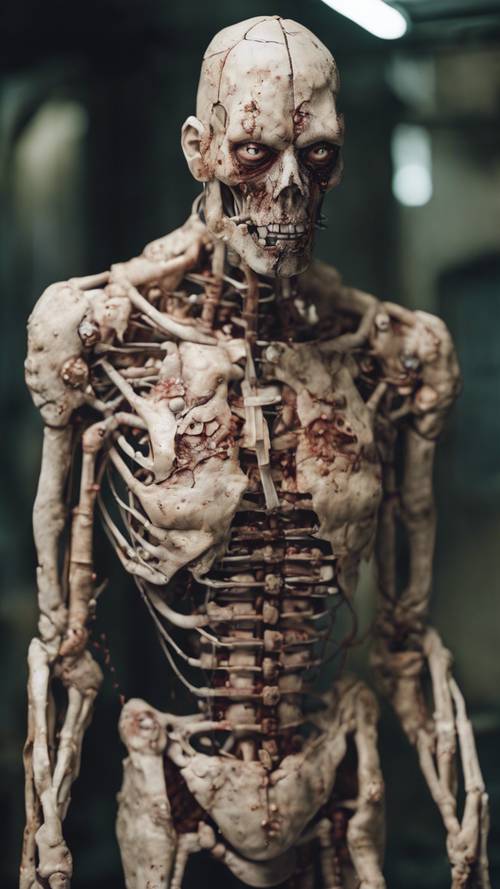 A towering flesh golem, sewn together from disparate parts, limping through a macabre and abandoned laboratory. Tapeta [16b208a7f9bb4c15a2b5]