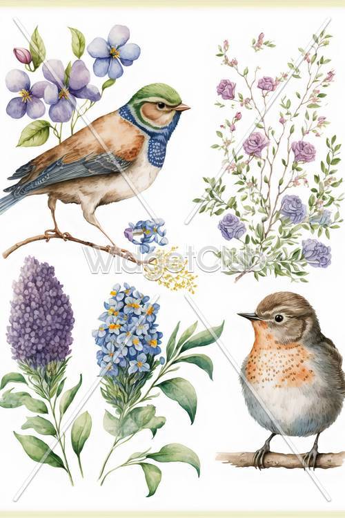 Картины с птицами и цветами
