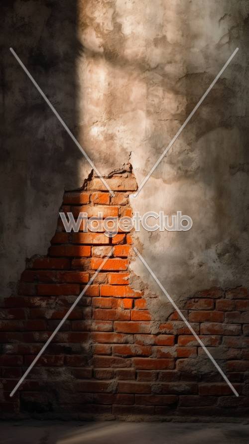 Солнечная деталь старой кирпичной стены