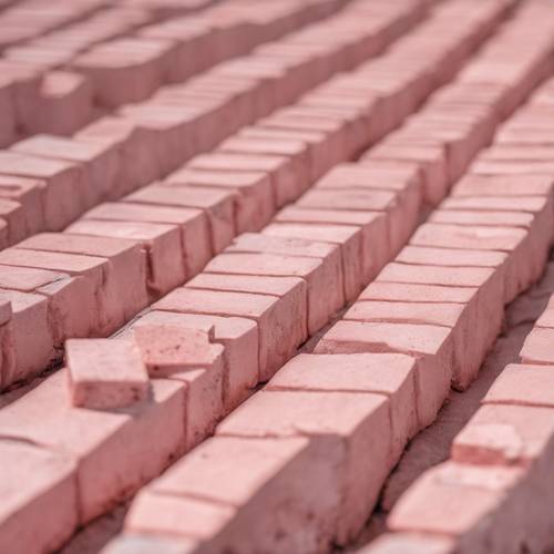 A pattern of pale pink bricks delicately veined by time and weather.