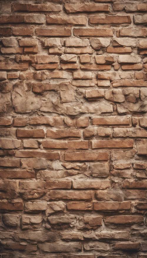 Un muro di mattoni marrone chiaro invecchiato e polveroso con un&#39;atmosfera vintage.