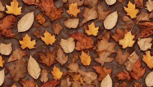 Seamless design made out of tan-colored autumn leaves. Tapeta [dc49158347f24ac680e6]