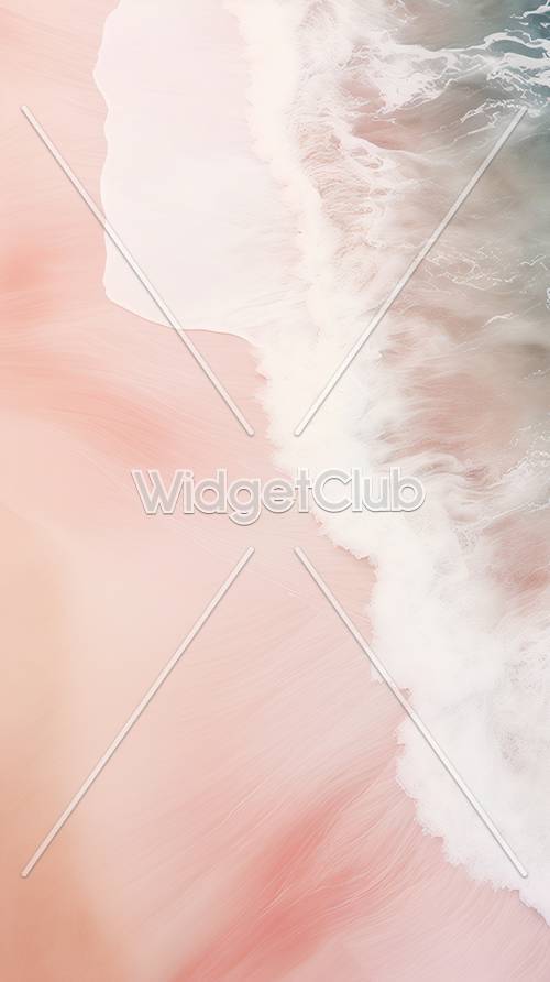 柔らかいピンクのビーチの波