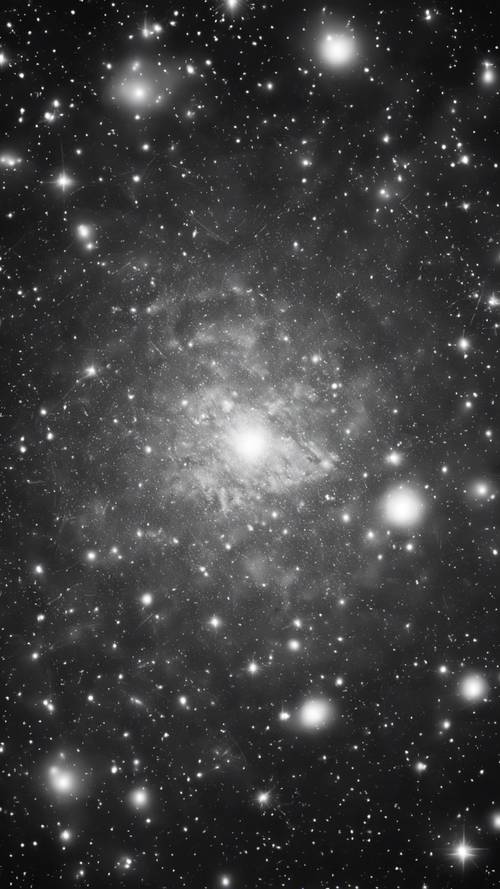 A black-and-white themed galaxy with a twinkling star at the center. Tapeta [91845ffc6c5947dd9682]