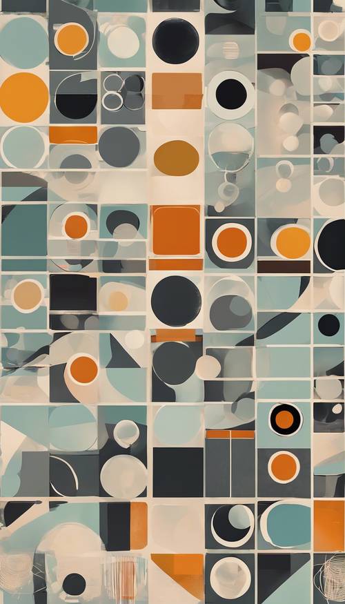 A minimalist geometric artwork featuring circles and squares Tapet [c1a1c0c99a2f4ac8be84]