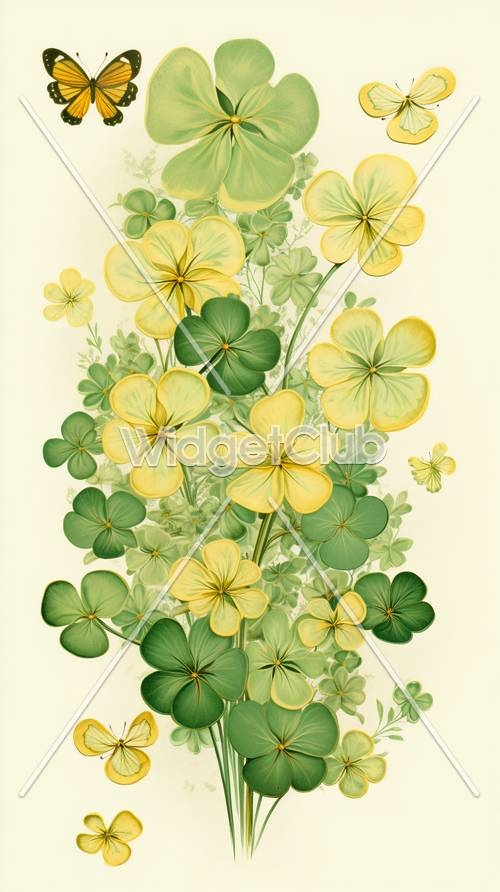 Cheerful Yellow Clover Blossoms Tapet[50a6c5aad2a84513ae1a]