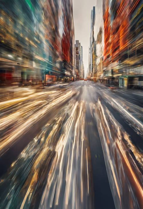 A motion blurred scene of a bustling city, in the abstract style of Gerhard Richter. Divar kağızı [fae15a22c98842c38ce8]