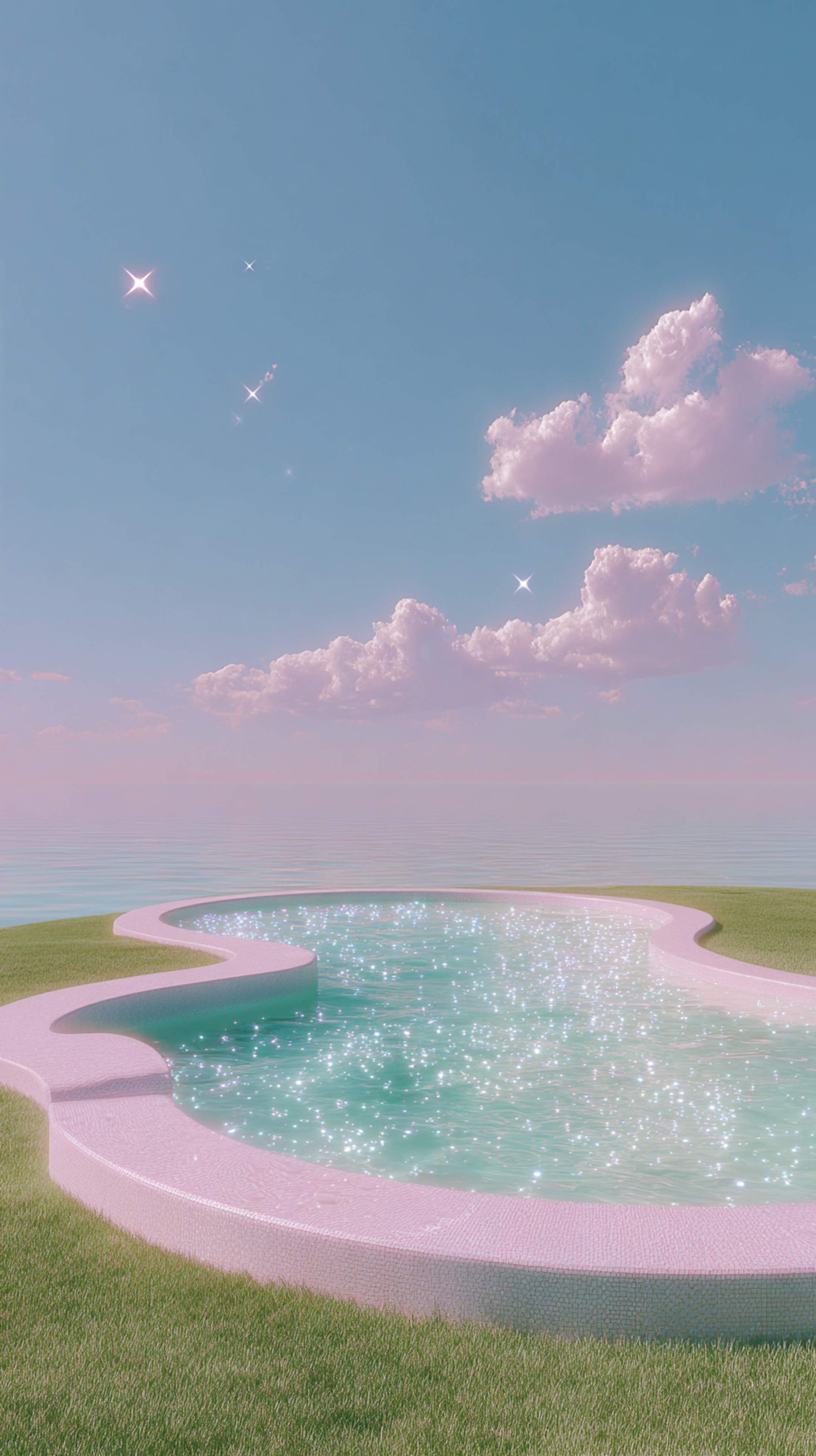 Pastel Paradise Sky and Sparkling Pool duvar kağıdı[017dd0a6202e481a9211]