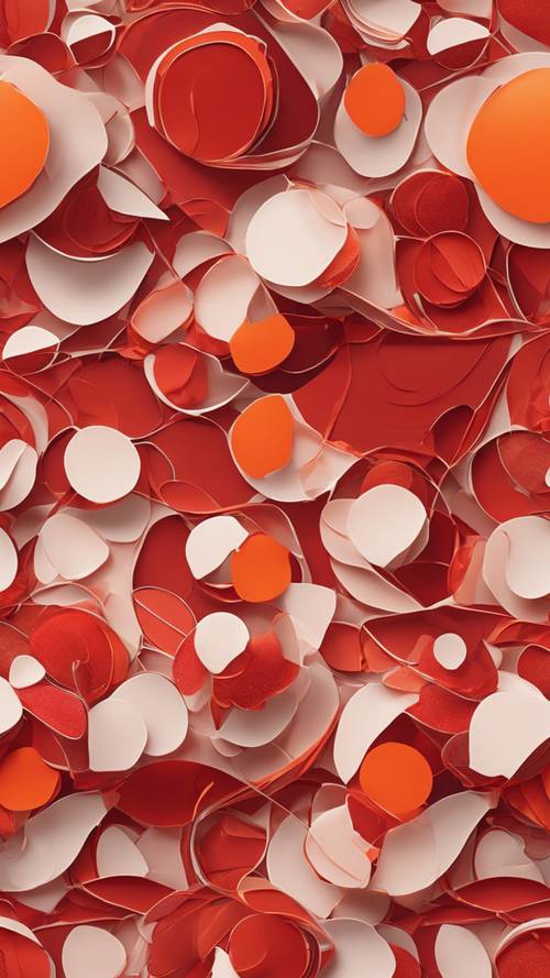 Un patrón transparente de rojo intenso y naranja relajante en un complejo arreglo de arte abstracto.