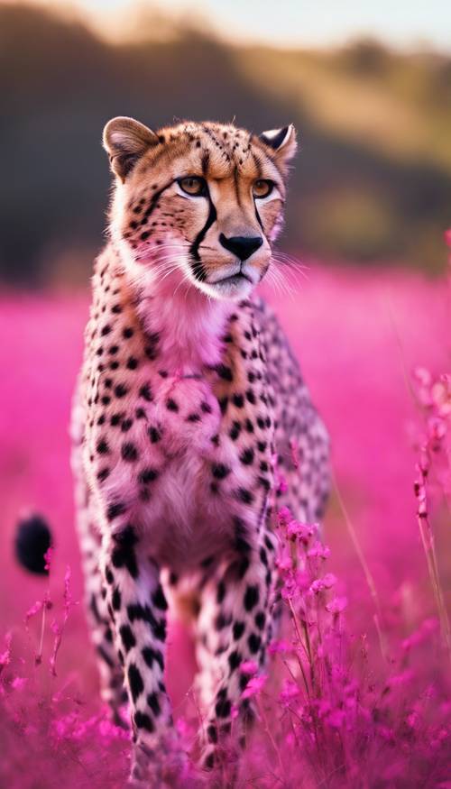 A bright, eye-catching, hot pink cheetah print". Tapet [fa3c420bbd294ff59699]