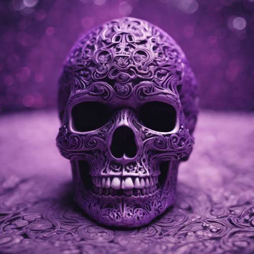 Artistic representation of a purple skull with intricate carvings Tapeta [c63e56a6217a48ae8726]
