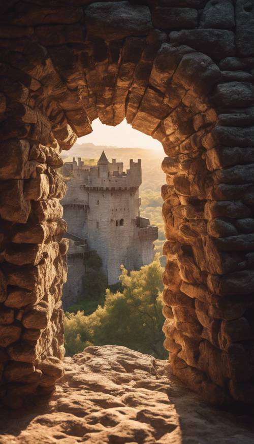 Sunrise seeping into an ancient castle dungeon through a crack in the wall.