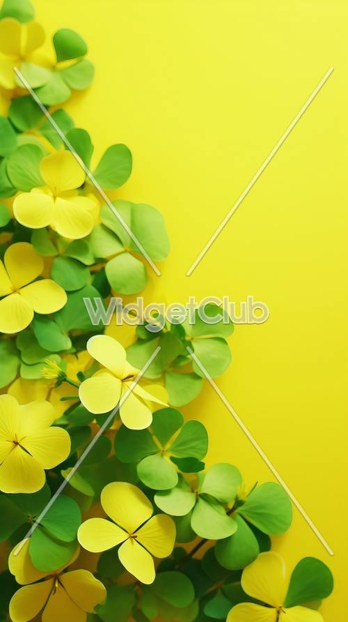 Bright Yellow and Green Clover Flowers טפט[12e1f0c2bb6748cf9775]