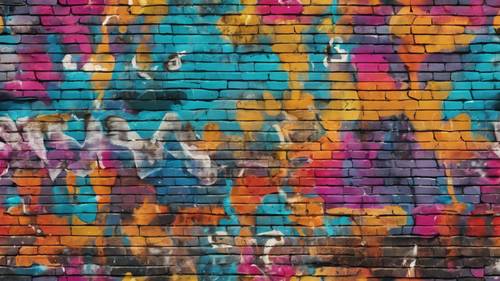 A seamless pattern of urban grunge graffiti wall with vibrant color splashes.