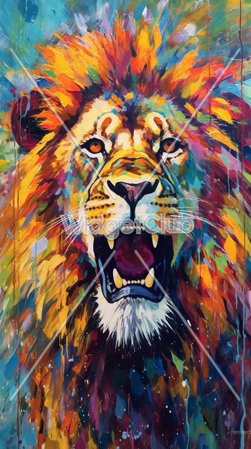 Arte colorida do rugido do leão