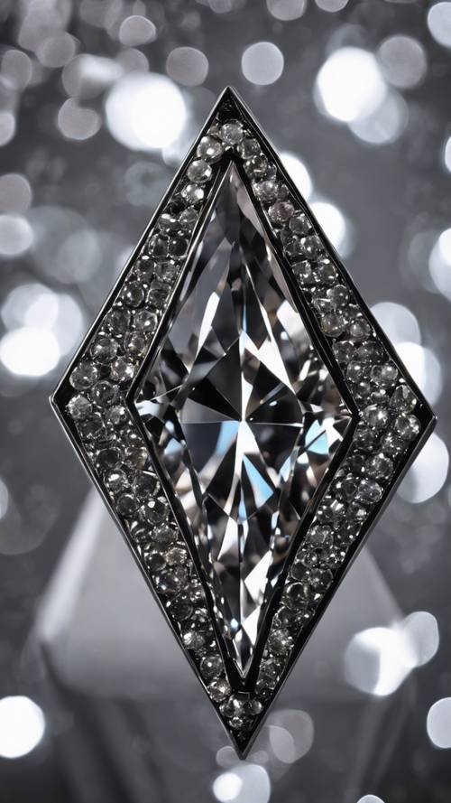회색 다이아몬드가 박힌 검은색 넥타이는 디자이너의 시크함을 상징합니다.