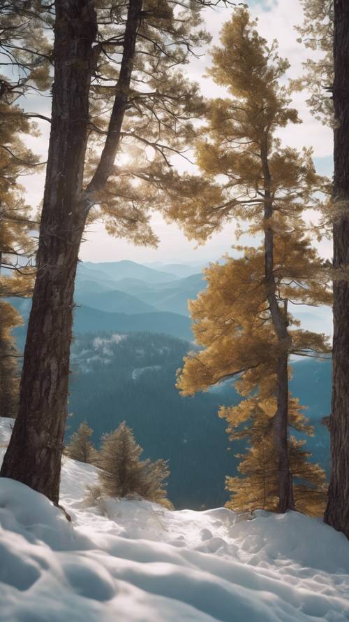 View from a mountain top, with strong breeze making the trees sway to an unheeded melody. Wallpaper [061532a725c846c9a8ad]
