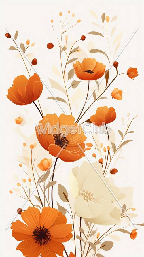 아름다운 오렌지 꽃 디자인