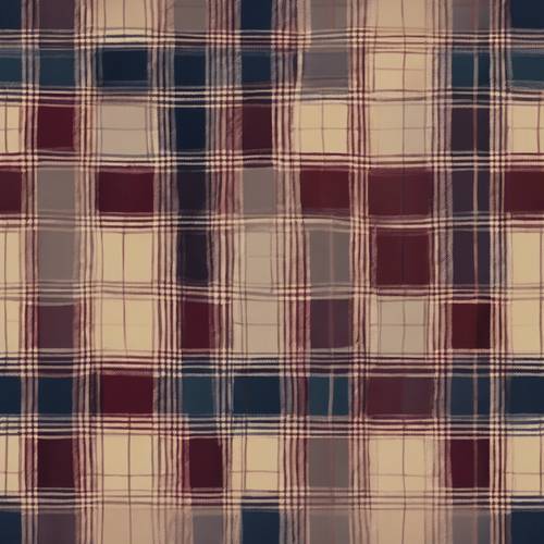 버건디, 다크블루, 베이지 색상의 빈티지한 느낌의 매끄러운 격자 무늬 패턴입니다.