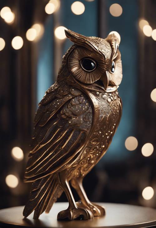 Styling a night owl in bronze and ivory, inspired by Art Deco aesthetics