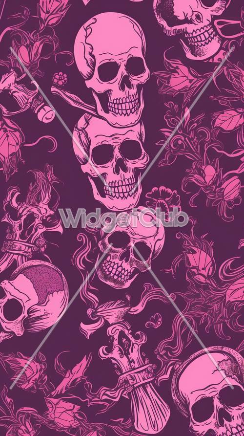 Spooky Skulls and Flowers Pattern