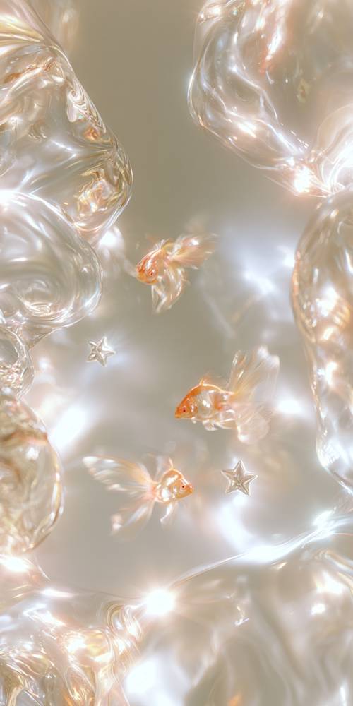 Fundo de fantasia com peixes brilhantes e estrelas
