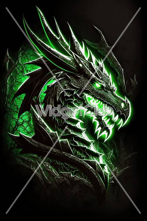 緑色に光るドラゴンアート