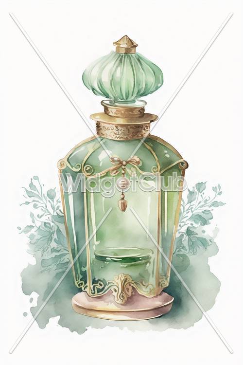 Arte em frasco de perfume verde encantado