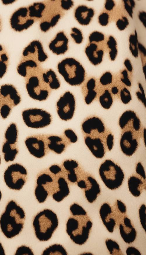 Un primo piano di un simpatico motivo con stampa di ghepardi su un tessuto morbido e lussuoso.