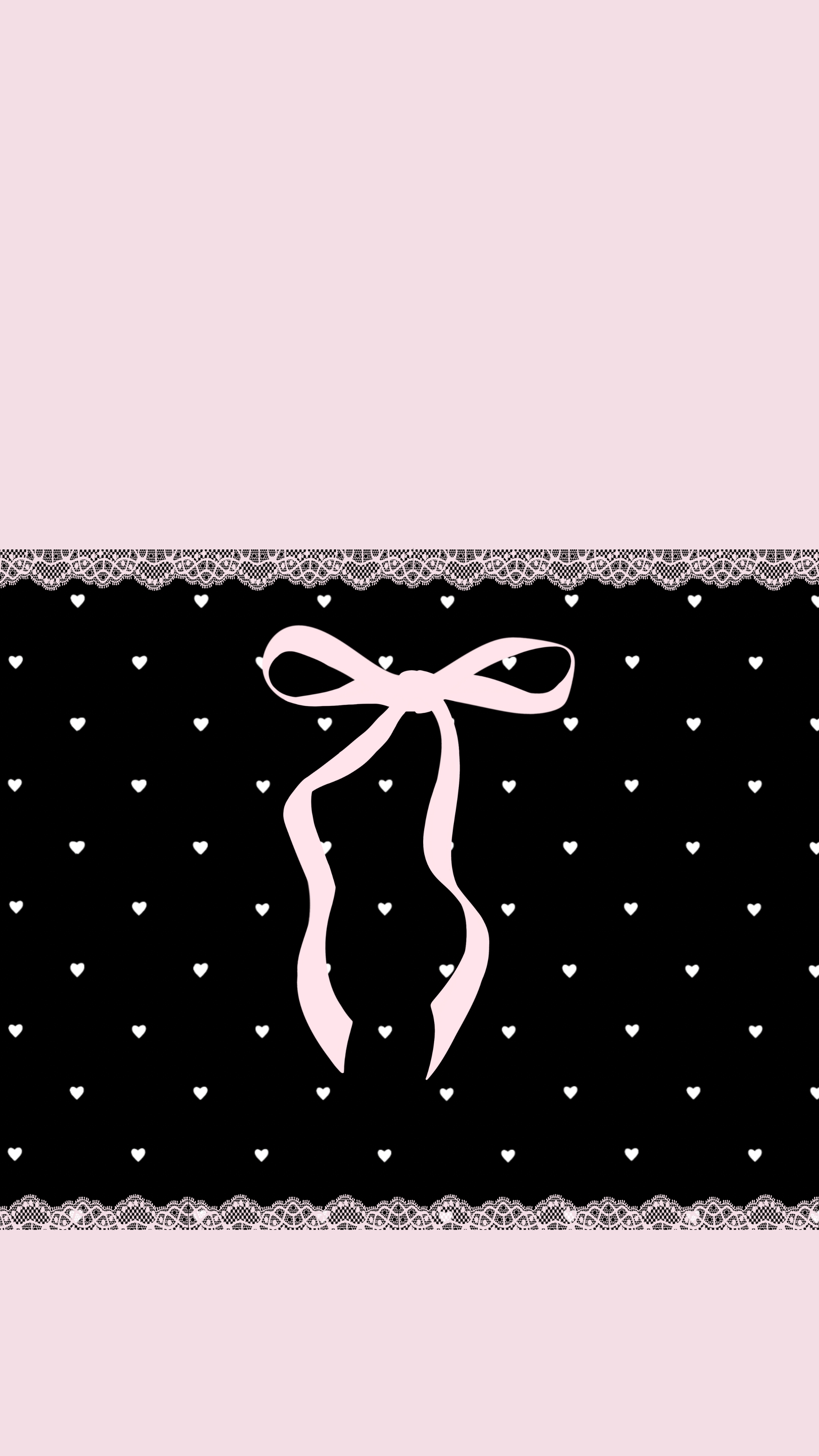 Pink and Black Hearts with Cute Bow Background壁紙[e0985df8cb0141b687fe]