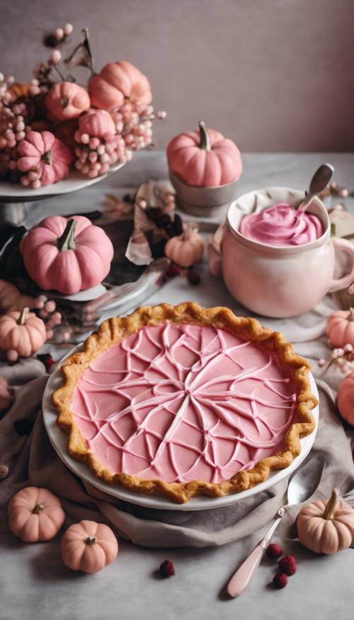 A special Thanksgiving-themed dessert – pink pumpkin pie. Wallpaper [8391519c43354c80a13e]