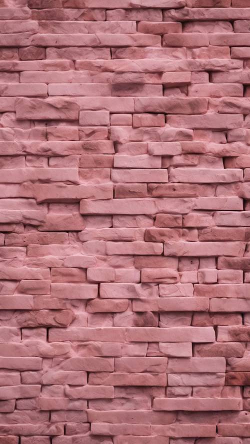 複雜的粉紅色磚砌圖案的特寫。