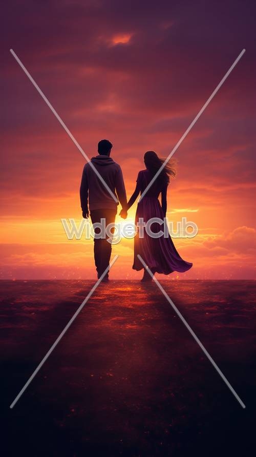 Sunset Stroll with a Couple Holding Hands Wallpaper[ed7d2c21533843328212]