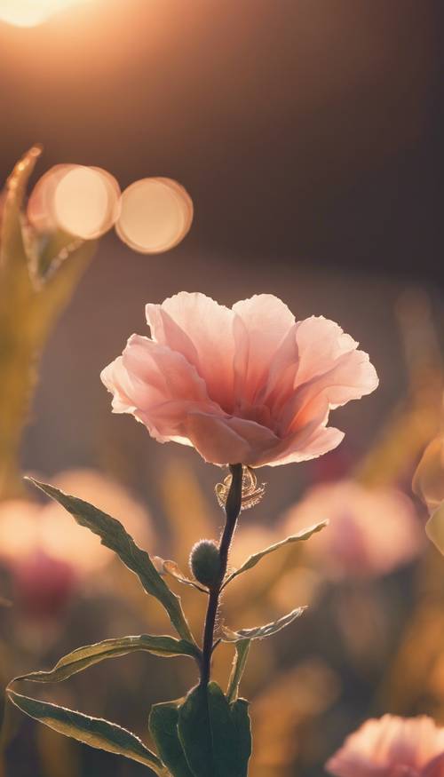 A captivating sunset with a coquette flower in the foreground.