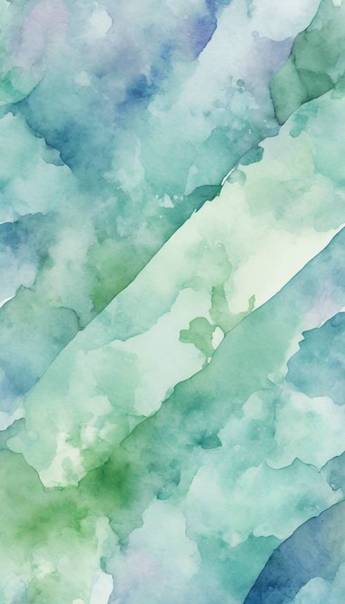 An abstract watercolor pattern in shades of baby blue, lavender, and light green. Tapeta [7a48045c102942b9a05c]