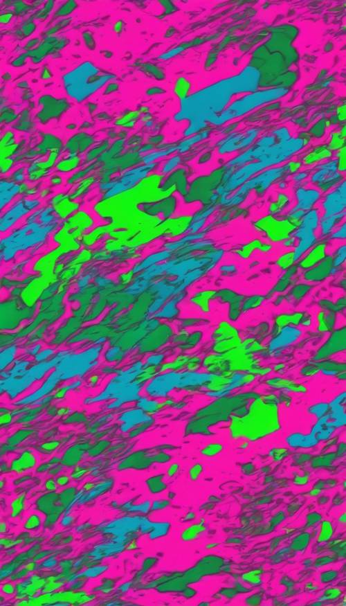 Bright neon camouflage pattern with seamlessly transition between green, pink, and blue.