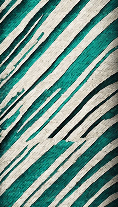 A classic herringbone pattern created with varying widths of teal stripes.