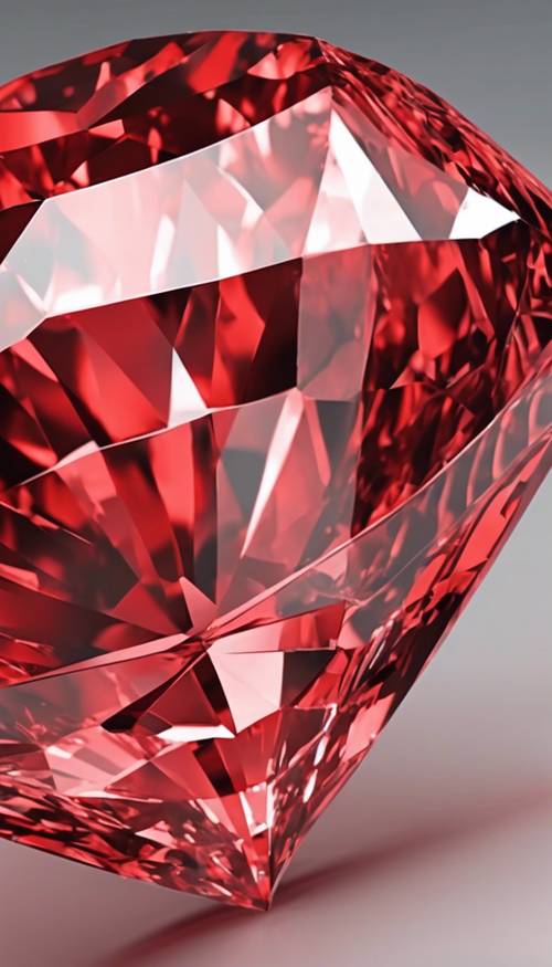 Ein leuchtend roter Diamant isoliert auf weißem Hintergrund.