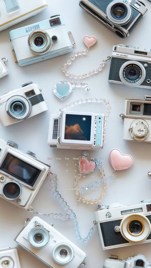 Vintage Cameras and Cute Accessories Gathered Together Tapeta [142c625ac81c4870acaf]