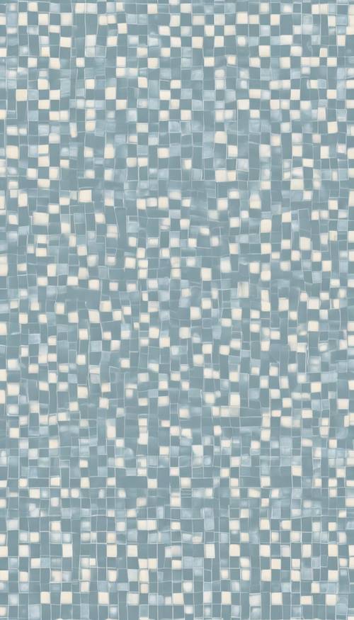 Un motif répétitif composé de petits carrés à carreaux dans des tons bleu bébé doux et blanc crème.